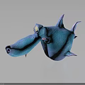 Playful Blue Cartoon Character Creature With Big Eyes Long Snout And 3D Model Design