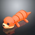 Cartoon Otter Toy Figure With Orange Segmented Body And Cute Design On Dark Reflective Background