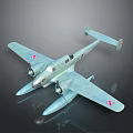 Vintage Blue Fighter Jet With Twin Engines And Red Star Wing Markings