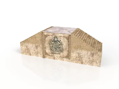 Traditional Stone Architectural Structure With Stepped Sides Flat Top And Intricate Front Carving 3d model