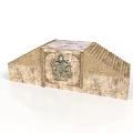 Traditional Stone Architectural Structure With Stepped Sides Flat Top And Intricate Front Carving