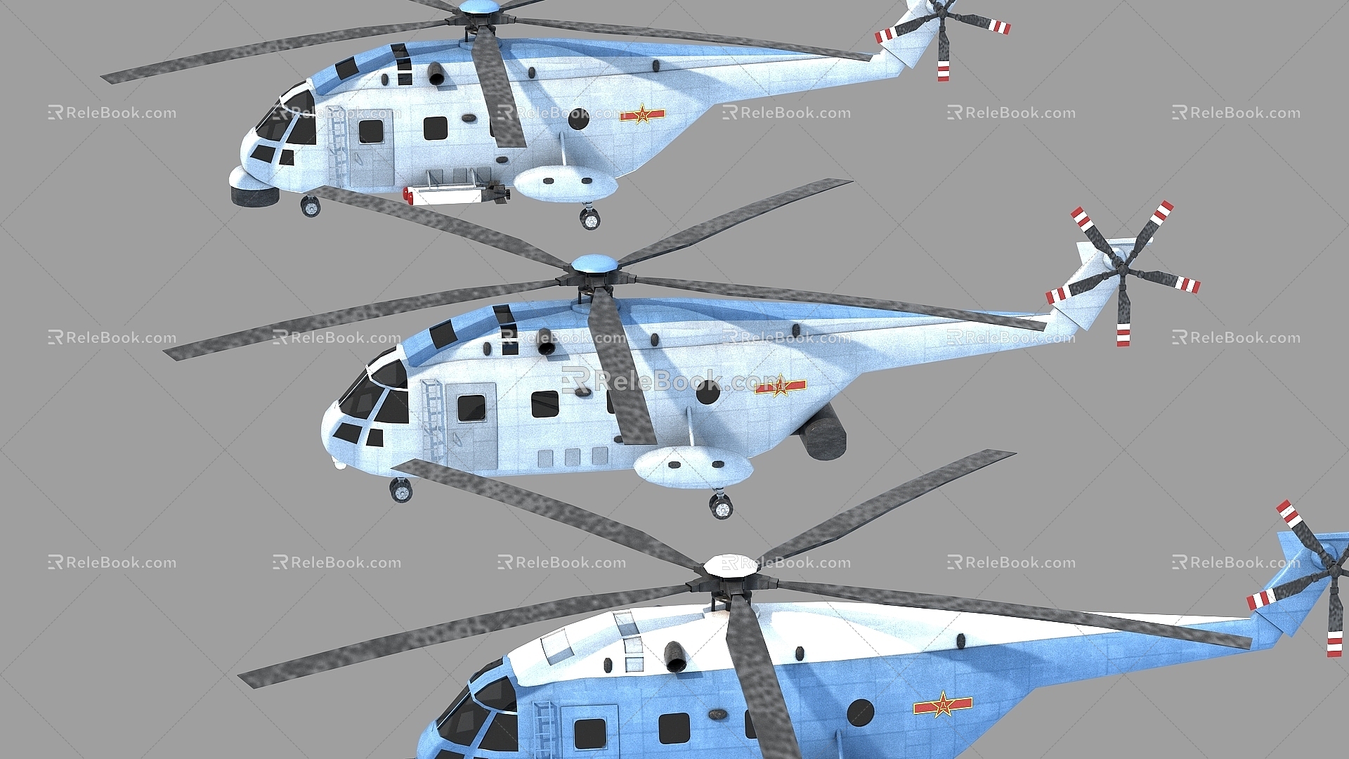 Straight 18 Shipborne Helicopter 3d model