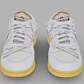 White Sneakers With Silver Swoosh Logo Yellow Sole And Orange Tongue Accents