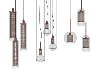 Modern chandelier glass metal small chandelier combination 3d model