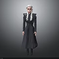White Haired Female Character With Dragons Wearing Dark Long Robe On Gray Background