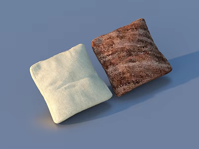 Two Decorative Pillows Light Beige And Brown Soft Textured Surface For Home Decor 3d model