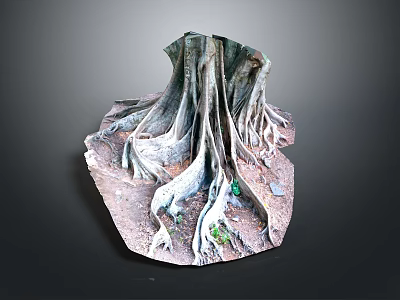 Natural Wood Stone Decorative Structure With Intricate Root Texture And Earthy Design 3d model