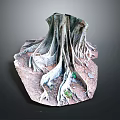 Natural Wood Stone Decorative Structure With Intricate Root Texture And Earthy Design