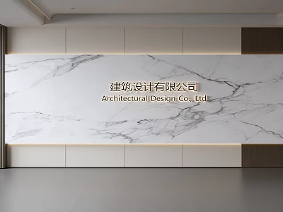 Marble Background Wall in Modern Minimalist Design with Smooth Surface and Wooden Accents 3d model