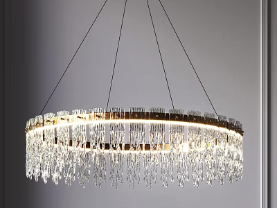 Modern Crystal Chandelier With Circular Frame And Hanging Glass Beads For Interior Decoration 3d model