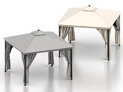 Outdoor Canopies With Shade Tops And Hanging Curtains For Garden Use 3d model