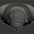 Man With Gray Hair And Beard In Green Shirt 3D Bust Model On Gray Background