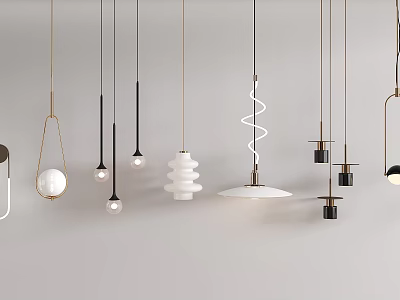 Modern Minimalist Pendant Lights With Various Shapes And Hanging Designs For Interior 3d model