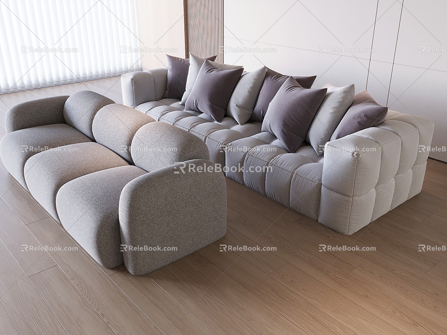 Sofa Leisure Sofa Soft Bag Sofa Pillow Bread Sofa Multi-Person Sofa 3d model