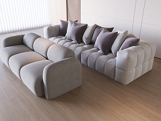 Sofa Leisure Sofa Soft Bag Sofa Pillow Bread Sofa Multi-Person Sofa 3d model