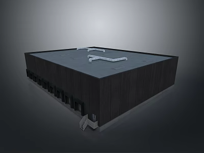 Large Black Commercial Refrigerator Freezer With Top White Ventilation System And Bottom Compartments 3d model