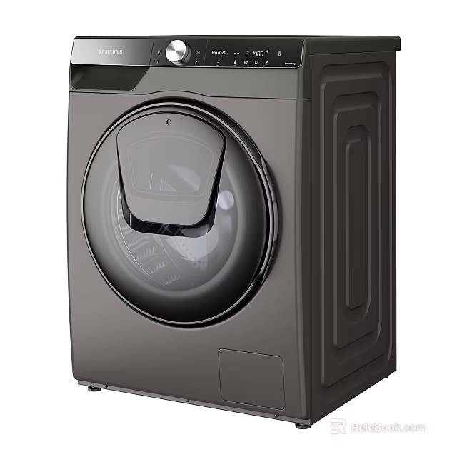 Modern Front Load Washing Machine With Dark Gray Design And Sleek Glass Door 3d model 