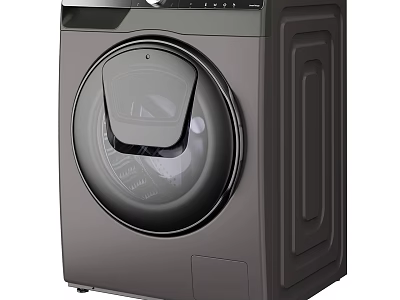 Modern Front Load Washing Machine With Dark Gray Design And Sleek Glass Door 3d model