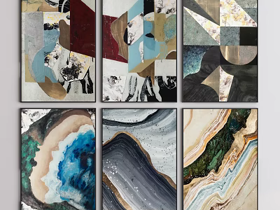 Modern Abstract Wall Art Collection With Colorful Patterns And Natural Textures 3d model