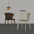 Modern Poliform Brown And Gray Dining Chairs With Curved Backrest Design 3d model