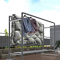 White Clothes Drying Rack With Quilt And Light Blue Pink Clothes On Balcony