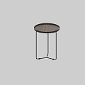 Modern Sleek Round Top Wooden Side Table With Black Metal Legs