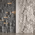 Modern Feature Wall With Gray Geometric Pattern Embedded Lighting And Light Colored Textured Surface 3d model