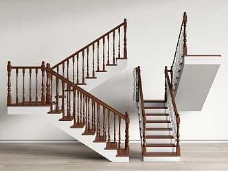 Solid Wood Handrail Stair Corner Stair Handrail Railing 3d model