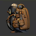 Adorable Adventure Penguin With Backpack Carrying Scroll Tools And Bottles
