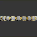 Stylish Bracelet With White Beads And Star Shaped Golden Decorative Elements 3d model