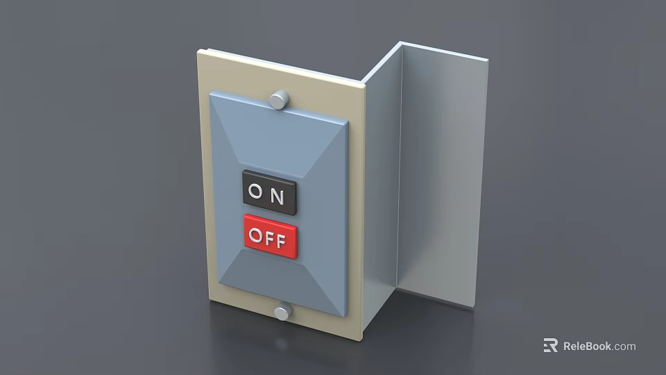 Industrial Control Switch Device With ON OFF Buttons And Metal Casing 3d model 