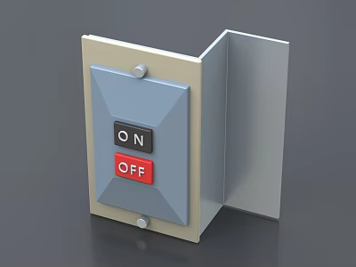 Industrial Control Switch Device With ON OFF Buttons And Metal Casing 3d model