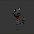 Gray Cartoon Cat With Big Yellow Eyes Red Bowtie And Outstretched Limbs In Cheerful Pose
