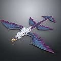 Fantasy Dragon Creature With Purple White Wings Yellow Beak And Scaled Body