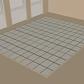 Square Grid Pattern Rug In Bright Room With Natural Light And Windows 3d model