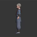 Detailed Young Monk 3D Model In Traditional Gray Robe With Beaded Necklace