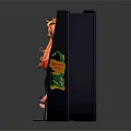 Vintage Arcade Entertainment Appliance With Blonde Female Figurine And Colorful Game Screen