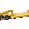 Large Yellow Heavy Duty Trailer With Crane And Extended Flatbed Structure 3d model