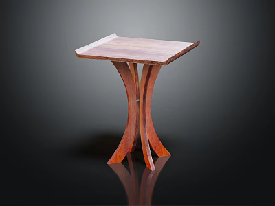 Wooden Accent Table With Square Top And Crossed Sleek Legs Design 3d model