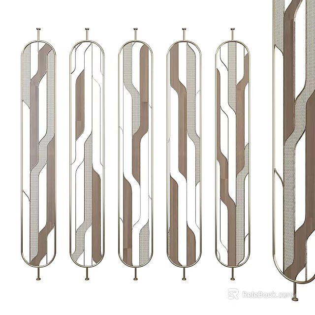 Modern Stylish Partition Design With Geometric Lines And White Brown Tones 3d model 