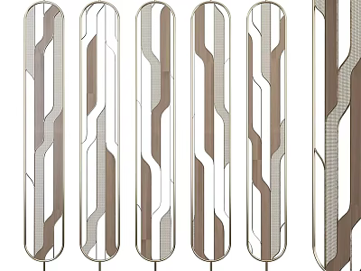 Modern Stylish Partition Design With Geometric Lines And White Brown Tones 3d model