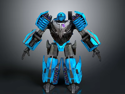 Blue And Black Robot With Glowing Blue Parts And Mechanical Structure 3d model