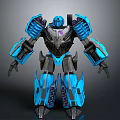 Blue And Black Robot With Glowing Blue Parts And Mechanical Structure
