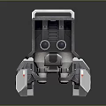 3D Designed Mechanical Robot Character Featuring Red Eyes and Multiple Metallic Legs