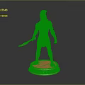 Golden Ancient Warrior Statue With Spear Armor And Decorative Base