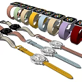 Different Styles of Smart and Traditional Watches with Various Colored Straps and Dial Designs