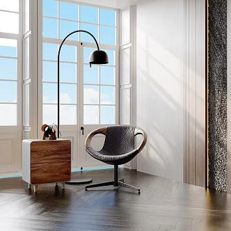 Modern leisure chair side table single chair floor lamp 3d model