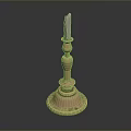 Classic Brass Candlestick With Clear Glass Candle On Polished Base 3d model