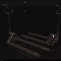 Two Rusty Pallet Jacks With Metal Handles Wheels And Structure