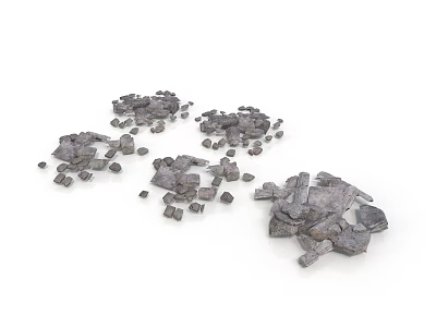 Small Metal Shavings Pieces of Different Sizes Scattered On White Background 3d model